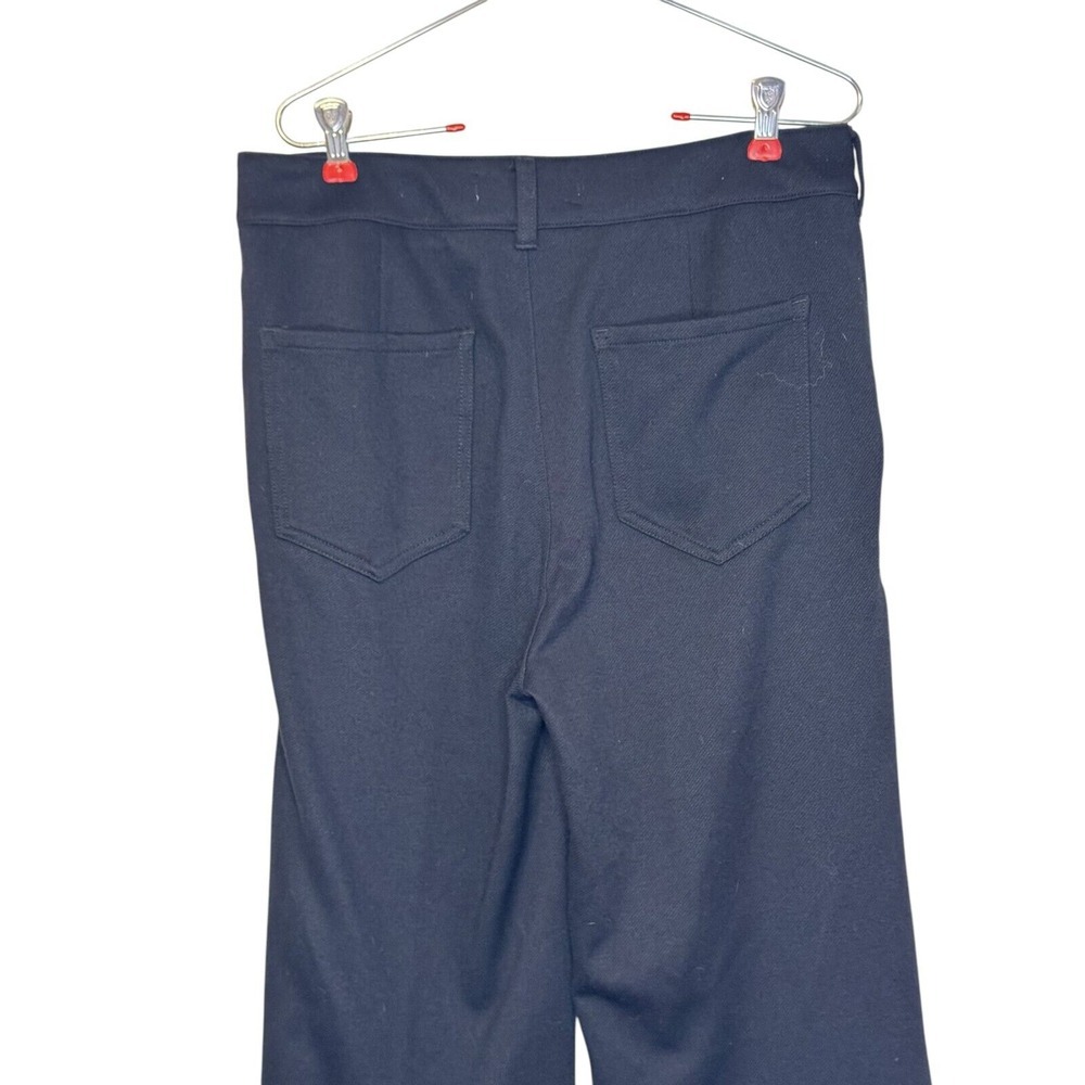 Anthropologie Women Pants Flared Leg Flat Front Pleated Stretch Navy Blue Sz.30 - Picture 9 of 10
